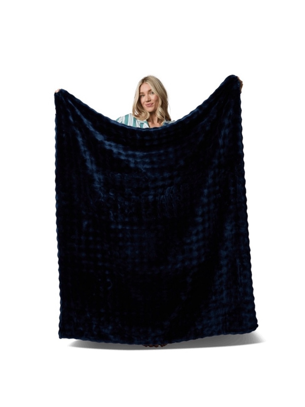 New Hythe Bubble Blanket Throw Navy Blue 60x50 Plush Soft
